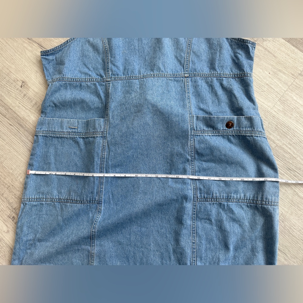 Vintage Cherokee Denim Jumper Dress-Light Wash Denim-Adjustable Straps- Size 18w - Picture 13 of 14